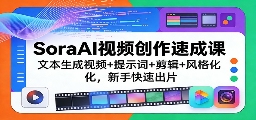 SoraAI视频创作速成课：文本生成视频+提示词+剪辑+风格化，新手快速出片-星火轻创
