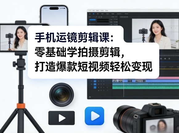 手机运镜剪辑课：零基础学拍摄剪辑，打造爆款短视频轻松变现-星火轻创