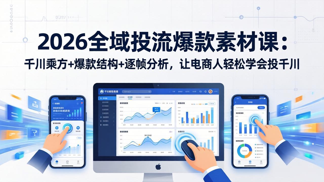 2026全域投流爆款素材课：千川乘方+爆款结构+逐帧分析，让电商人轻松学会投千川-星火轻创