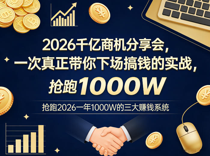 2026千亿商机分享会，一次真正带你下场搞钱的实战，抢跑2026一年1000W的三大賺钱系统-星火轻创