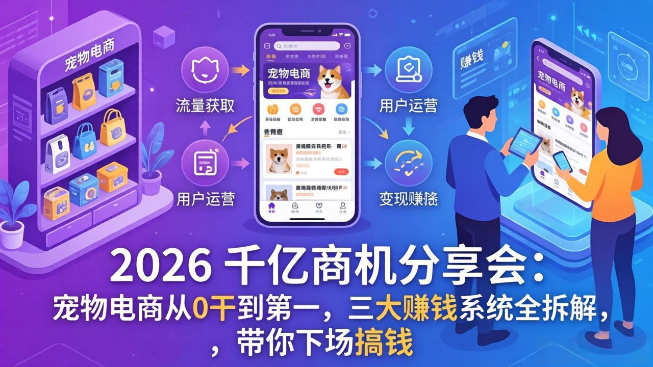2026 千亿商机分享会：宠物电商从0干到第一，三大赚钱系统全拆解，带你下场搞钱-星火轻创