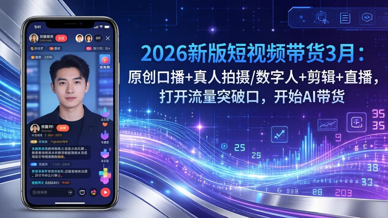 2026新版短视频带货3月：原创口播+真人拍摄/数字人+剪辑+直播，打开流量突破口，开始AI带货-星火轻创
