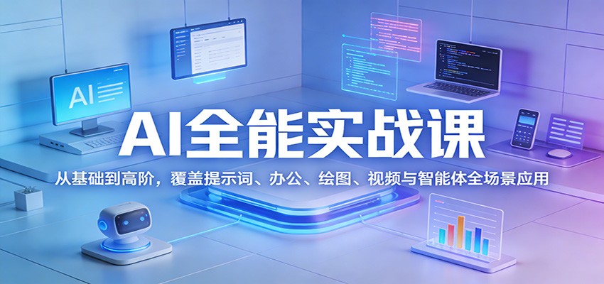 AI全能实战课：从基础到高阶，覆盖提示词、办公、绘图、视频与智能体全场景应用-星火轻创