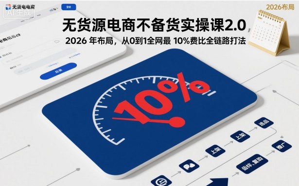 无货源电商不备货实操课2.0，2026年布局，从0到1全网最低10%费比全链路打法【更新26年3月】-星火轻创