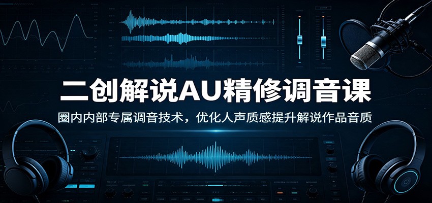 二创解说AU精修调音课：圈内内部专属调音技术，优化人声质感提升解说作品音质-星火轻创