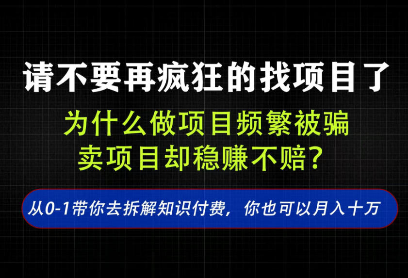 找项目？别傻了！卖项目才是真的一本万利！看完你全都懂了【揭秘】-星火轻创