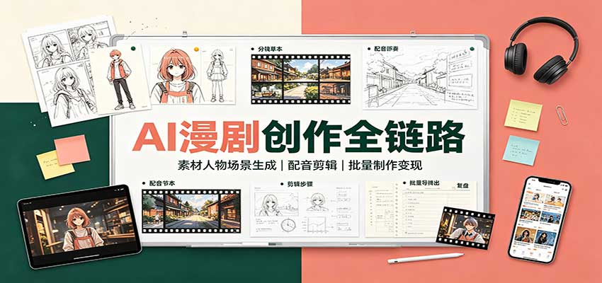AI漫剧创作全链路：素材人物场景生成，配音剪辑，批量制作变现-星火轻创