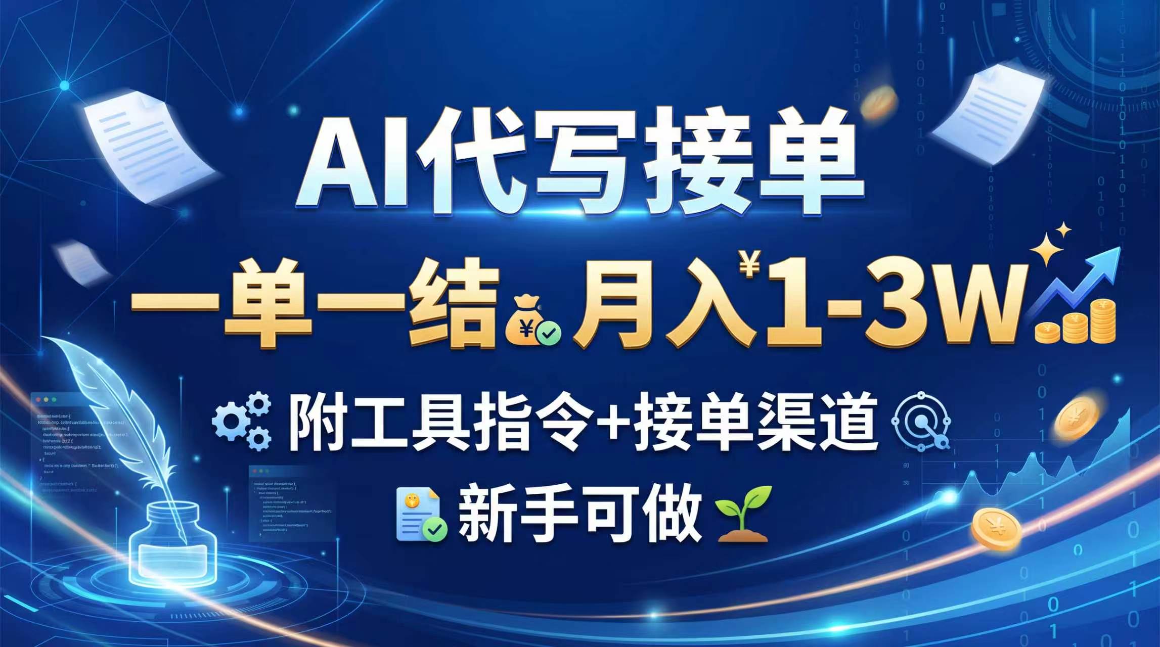 AI代写接单，一单一结，月入1-3W，附工具指令+接单渠道，新手可做-星火轻创