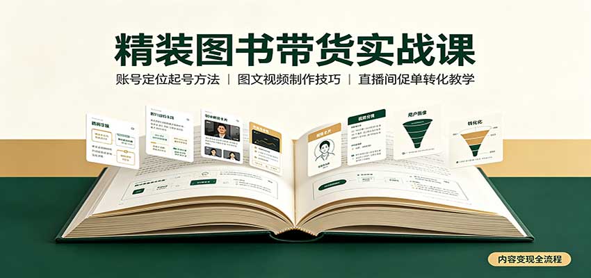 精装图书带货实战课：账号定位起号方法，图文视频制作，促单转化教学-星火轻创