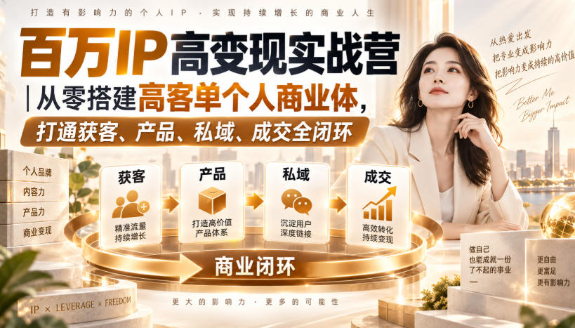 百万IP高变现实战营｜从零搭建高客单个人商业体，打通获客、产品、私域、成交全闭环​-星火轻创