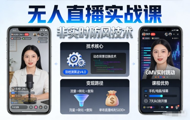 宝子哥无人直播实战课，非实时防风技术，聚焦抖音快手等平台直播带货，轻松开启直播变现之路(更新260913)-星火轻创