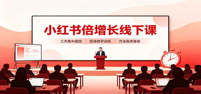 小红书倍增长线下课：三天集中面授，拆解选品、素材制作与起号全链路-星火轻创