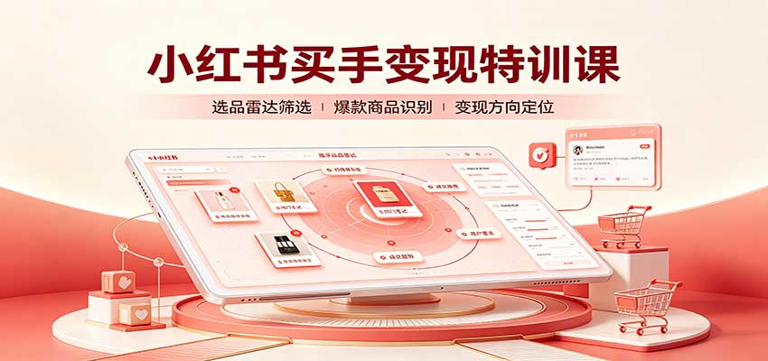 小红书买手变现特训课：账号定位养号起号，选品挂车，笔记标题封面全套教学-星火轻创