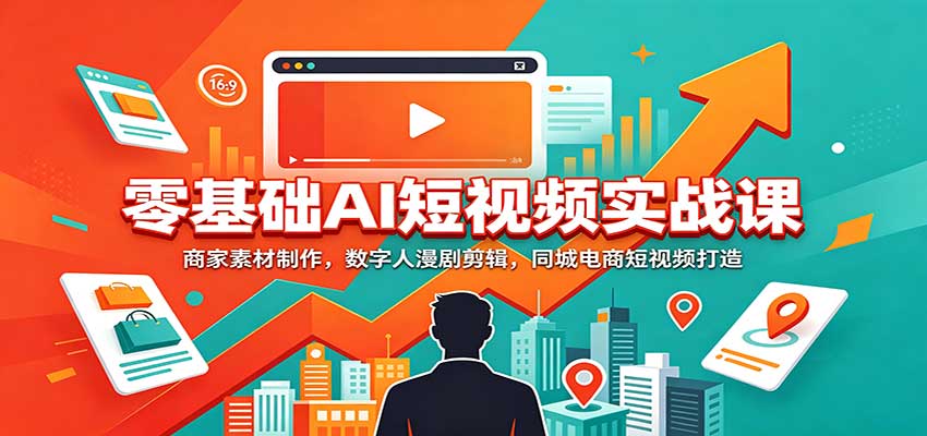 零基础AI短视频实战课：商家素材制作，数字人漫剧剪辑，同城电商短视频打造-星火轻创