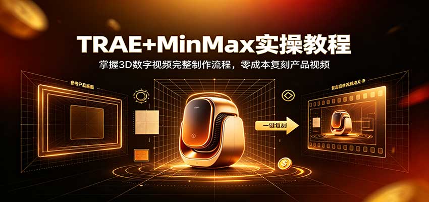 TRAE+MinMax实操教程:3D数字视频完整制作流程,零成本复刻产品视频-星火轻创
