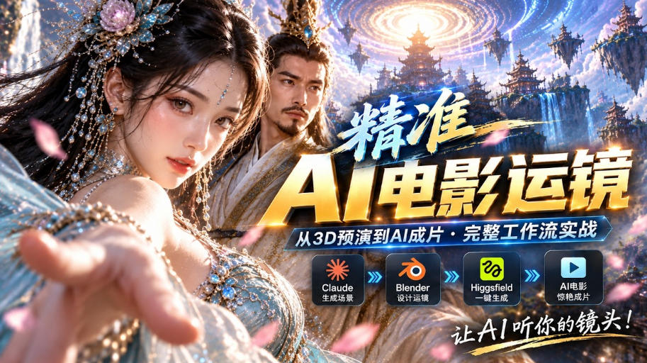 AI视频终于能精准运镜了！Claude+Blender+Higgsfield免费插件实测-星火轻创