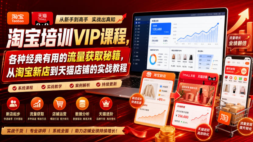 淘宝培训VIP课程，各种经典有用的流量获取秘籍，从淘宝新店到天猫店铺的实战教程(更新09月17日)-星火轻创