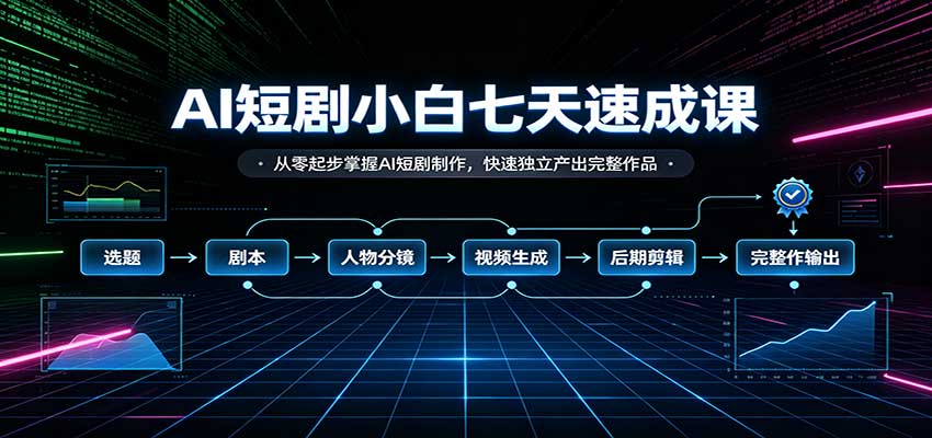AI短剧小白七天速成课：从零起步掌握AI短剧制作，快速独立产出完整作品-星火轻创