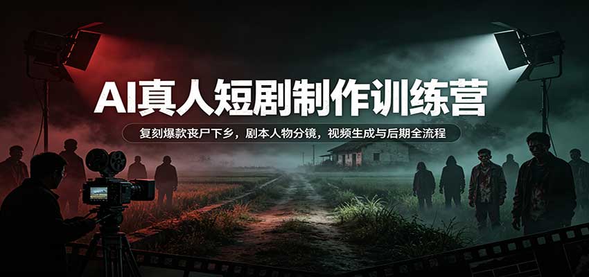 AI真人短剧制作训练营:复刻爆款丧尸下乡,剧本人物分镜,视频生成与后期全流程-星火轻创