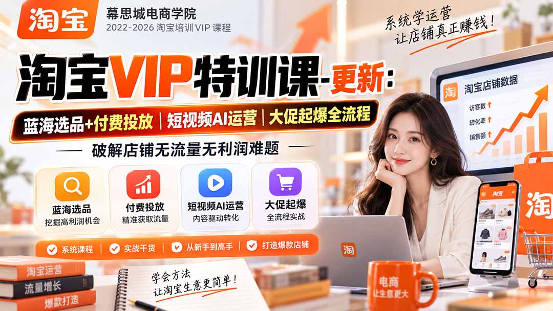 淘宝VIP特训课-更新0917：蓝海选品+付费投放｜短视频AI运营｜大促起爆全流程，破解店铺无流量无利润难题-星火轻创