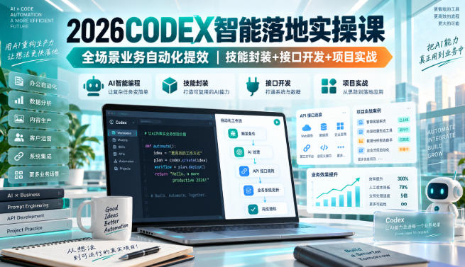 2026Codex智能落地实操课，全场景业务自动化提效，技能封装+接口开发+项目实战-星火轻创