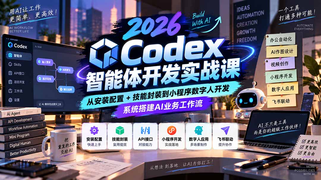 2026Codex智能体开发实战课：从安装配置+技能封装到小程序数字人开发，系统搭建AI业务工作流-星火轻创