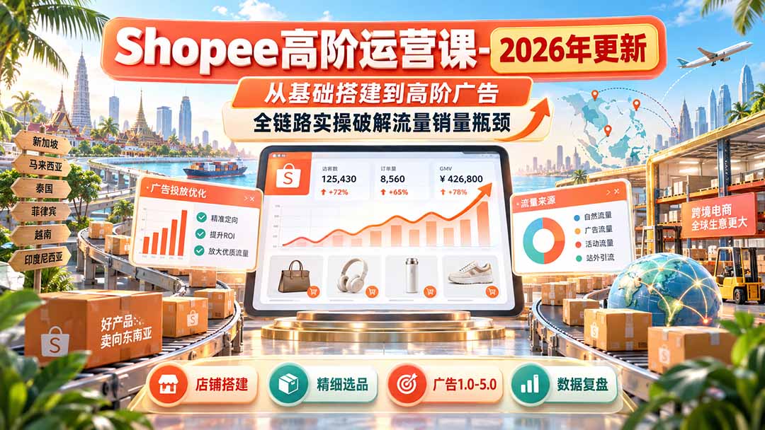 Shopee高阶运营课-更新9月，从基础搭建到高阶广告，全链路实操破解流量销量瓶颈-星火轻创