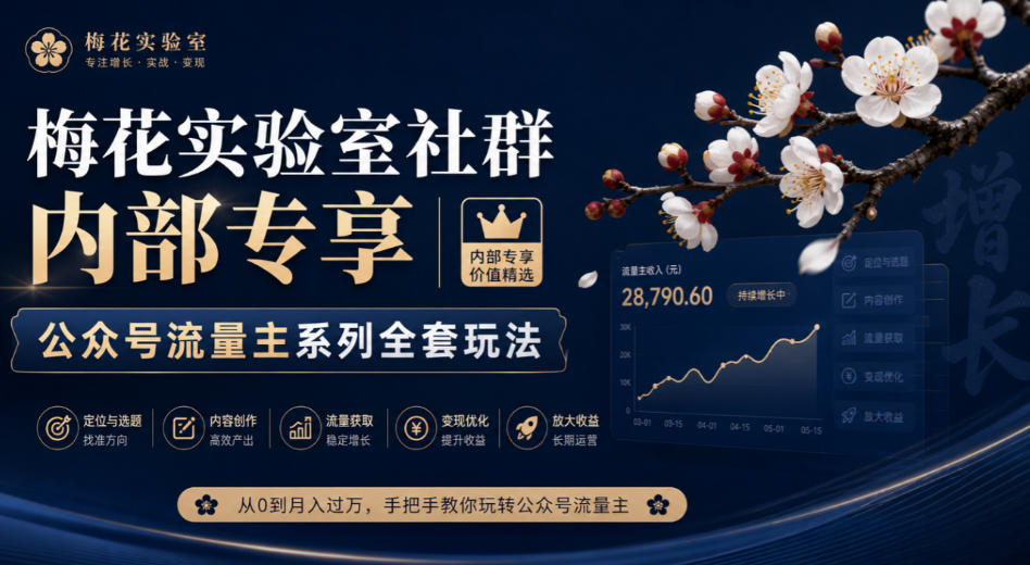 梅花实验室社群内部专享-公众号流量主系列全套玩法-星火轻创
