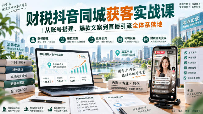 财税抖音同城获客实战课｜从账号搭建、爆款文案到直播引流全体系落地-星火轻创