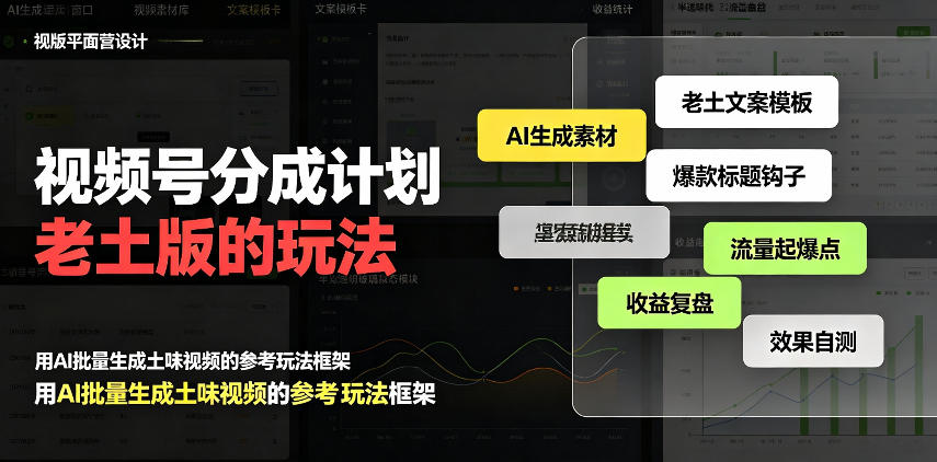 视频号分成计划老土版的玩法,流量爆炸,每天收益300+,纯靠AI生成,越土的玩法,越高级-星火轻创