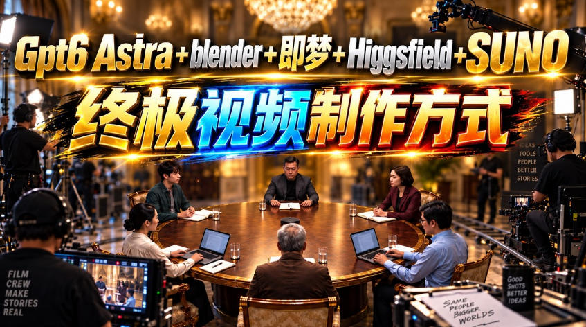 GPT-6 Astra+Blender+即梦+Higgsfield+Suno=终极视频制作方式!-星火轻创