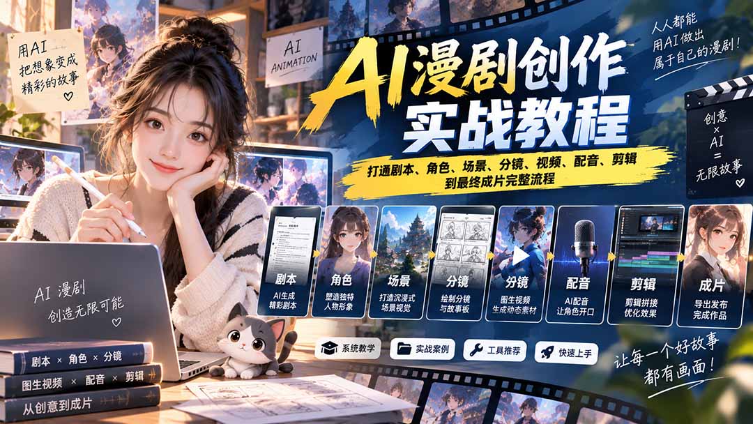 2026 AI漫剧创作实战教程:打通剧本、角色、场景、分镜、视频、配音、剪辑到最终成片完整流程-星火轻创