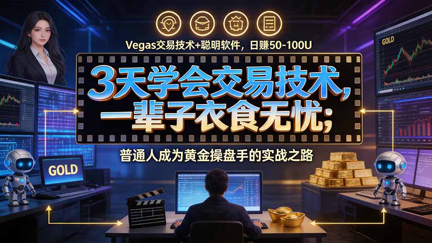 3天学会做交易，普通人快速成为操盘手” Vegas交易系统+聪明软件 ， 日赚50-1000U， 长期稳定，小白轻松上手-星火轻创