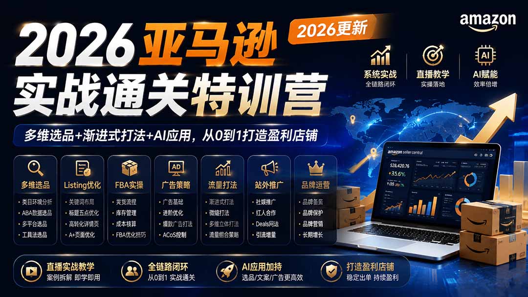 2026亚马逊实战通关特训营-更新1001，多维选品+渐进式打法+AI应用，从0到1打造盈利店铺-星火轻创