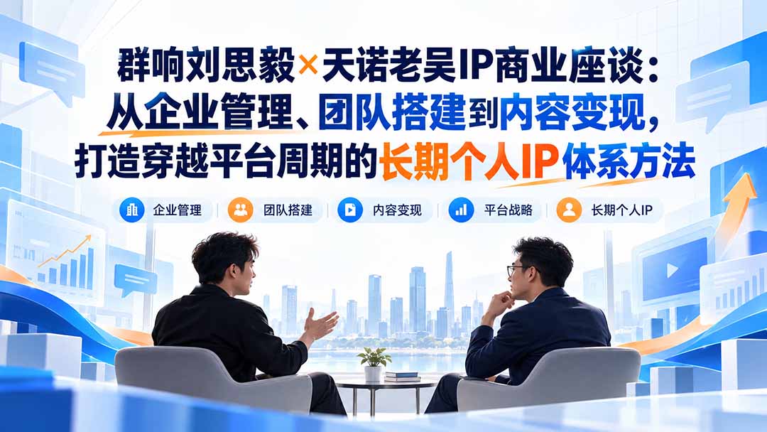 群响刘思毅×天诺老吴IP商业座谈:从企业管理、团队搭建到内容变现,打造穿越平台周期的长期个人IP体系方法-星火轻创