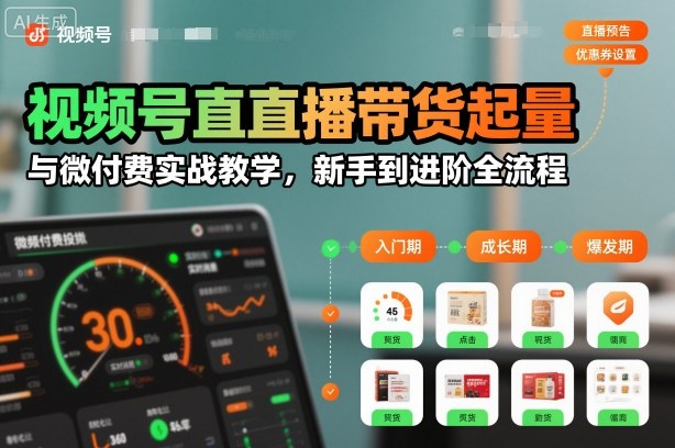 视频号直播带货起量与微付费实战教学，新手到进阶全流程(更新26年10月)-星火轻创