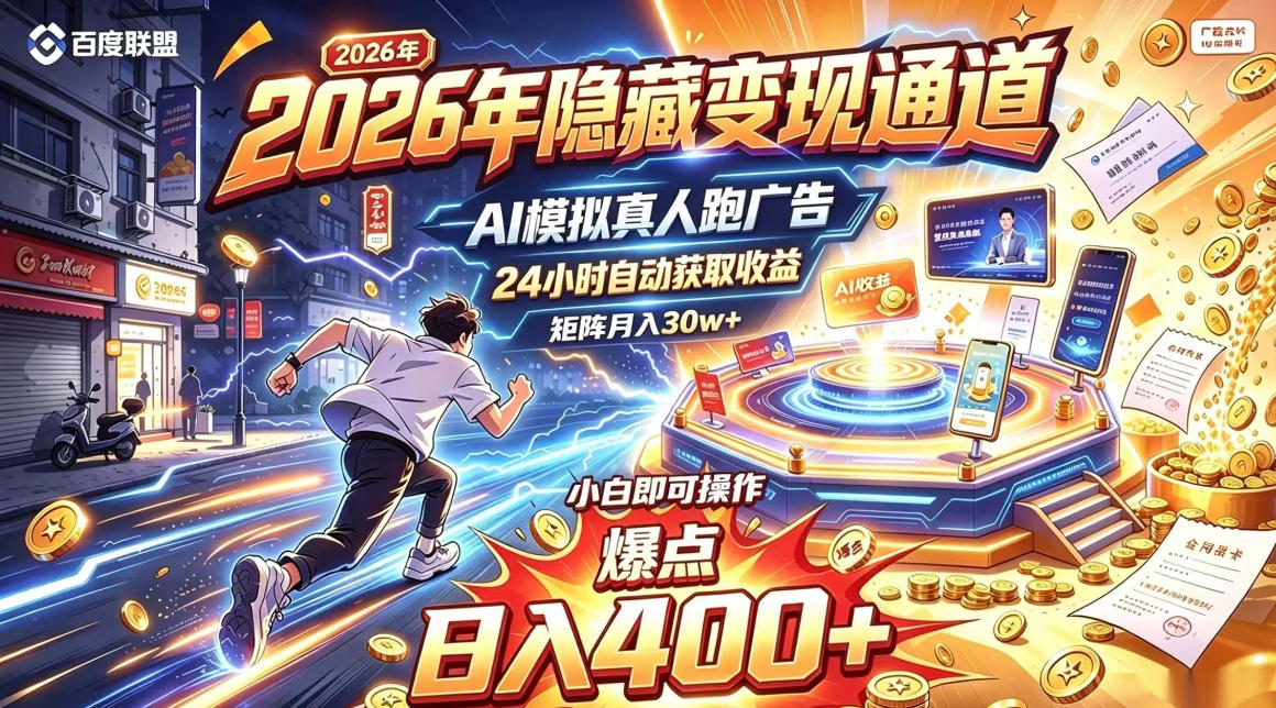 2026年别死磕自媒体,隐藏变现通道,AI模拟真人自动跑广告,小白即可操作,日入400+,矩阵月入可达到30w+【揭秘】