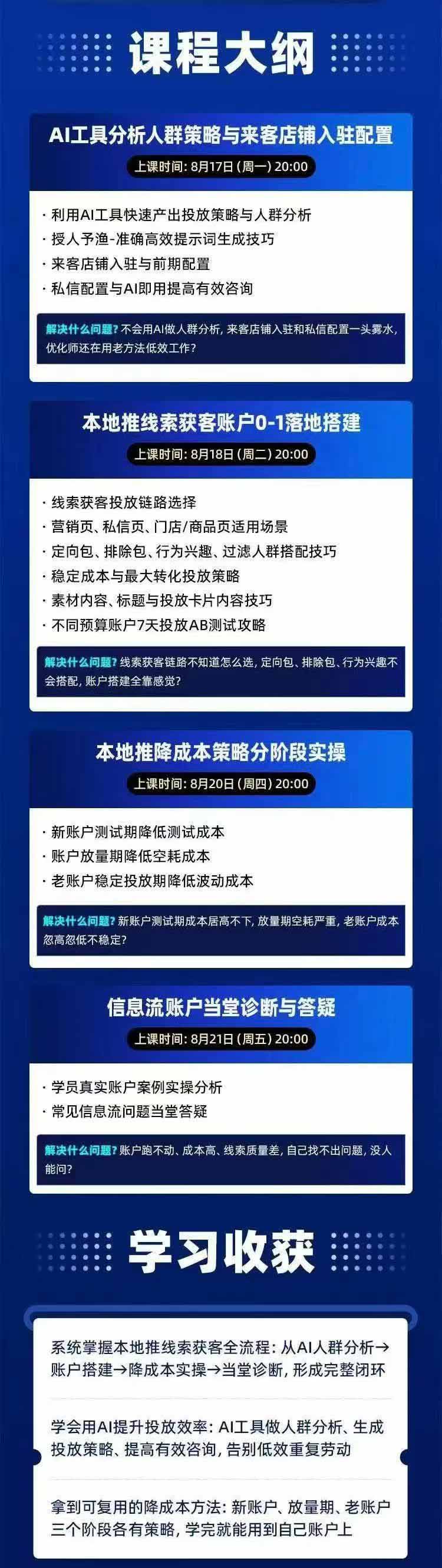 图片[2]-2026巨量AD本地推线索获客全流程实战课-33期更新1027：AI人群分析、账户搭建、7天测试、分阶段降本与投放优化-星火轻创