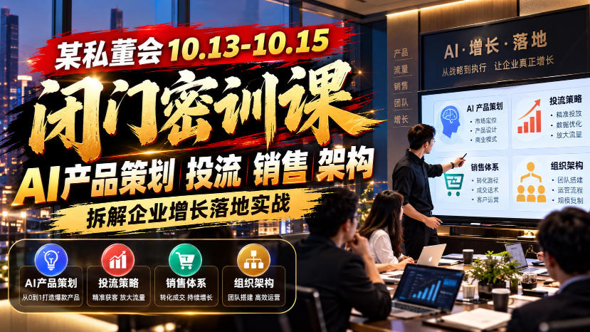 某私董会10.13-10.15闭门密训课，AI产品策划投流销售架构，拆解企业增长落地实战-星火轻创