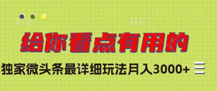 独家微头条最详细玩法，月入3000+【揭秘】-星火轻创