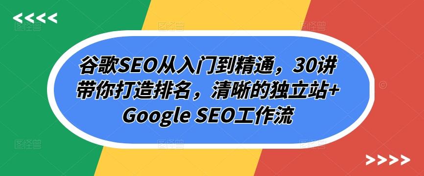 谷歌SEO从入门到精通，30讲带你打造排名，清晰的独立站+Google SEO工作流-星火轻创