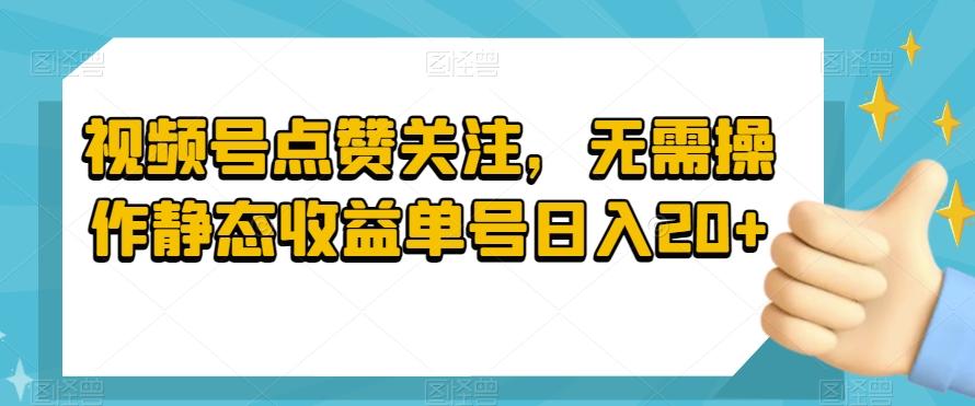 视频号点赞关注，无需操作静态收益单号日入20+-星火轻创
