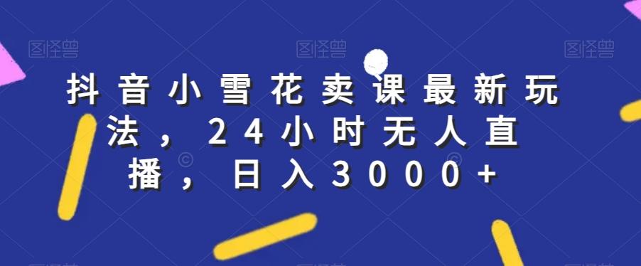 抖音小雪花卖课最新玩法，24小时无人直播，日入3000+【揭秘】-星火轻创