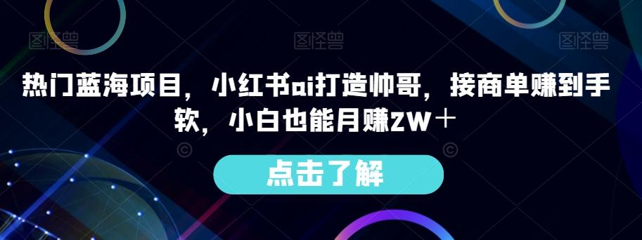 热门蓝海项目，小红书ai打造帅哥，接商单赚到手软，小白也能月赚2W＋-星火轻创
