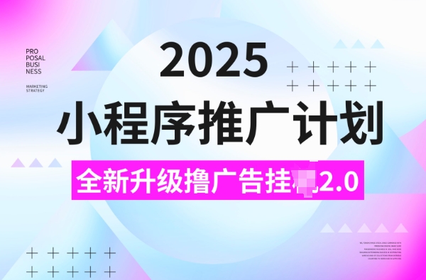 2025小程序推广计划，撸广告挂JI3.0玩法，日均5张【揭秘】-星火轻创