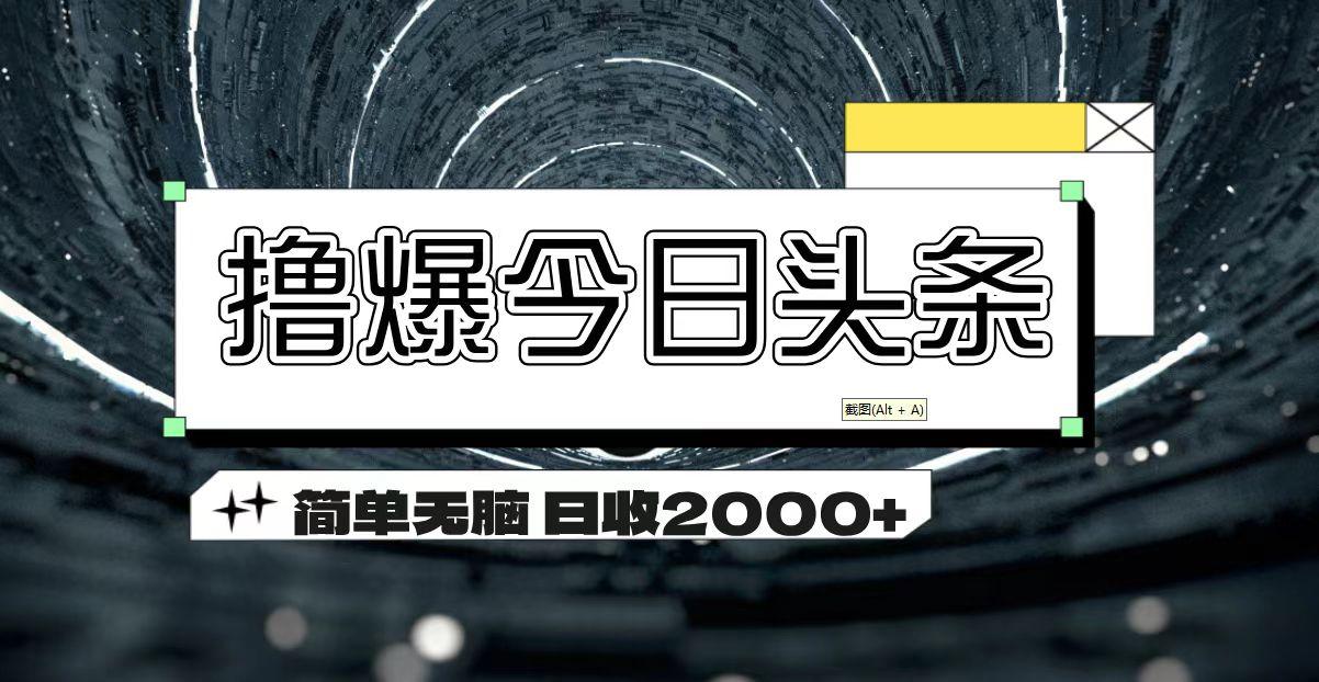 撸爆今日头条 简单无脑操作 日收2000+-星火轻创