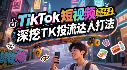 TikTok短视频带货线上课，深挖TK投流达人打法-星火轻创