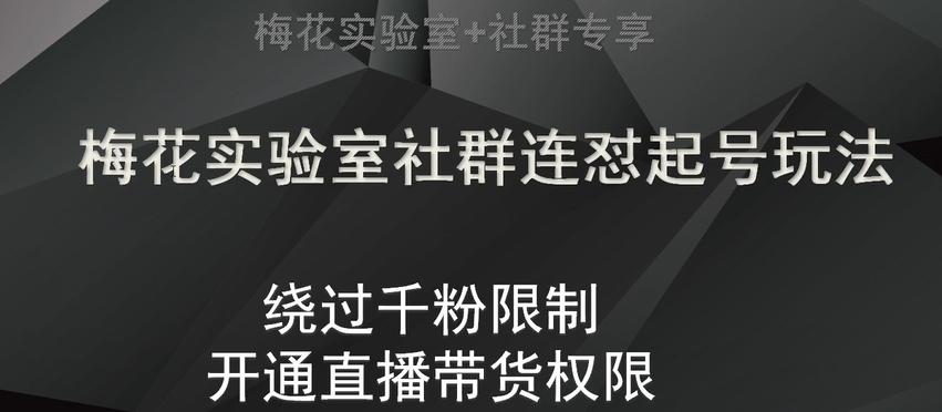 梅花实验室社群连怼起号玩法，视频号绕过千粉限制，开通直播带货权限【揭秘】-星火轻创