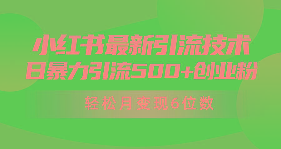 (9871期)日引500+月变现六位数24年最新小红书暴力引流兼职粉教程-星火轻创