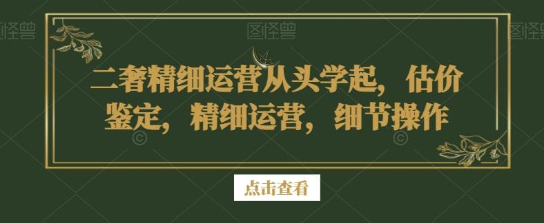 二奢精细运营从头学起，估价鉴定，精细运营，细节操作-星火轻创